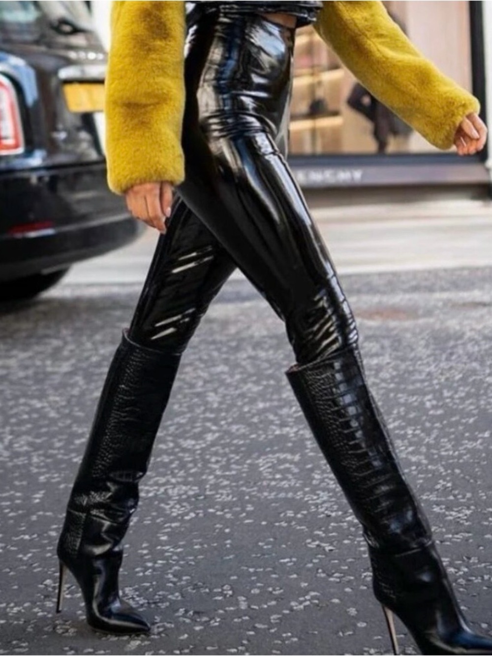 Commando Black Patent Leggings with Matte Waistband